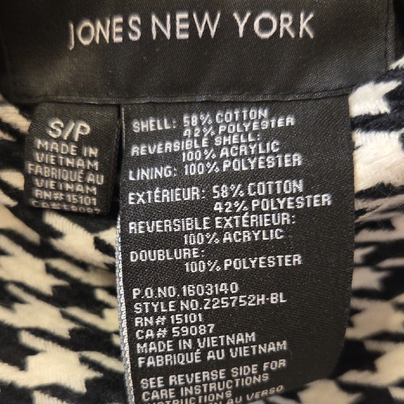 Jones New York Black and White Houndstooth Trench Coat REVERSABLE - Picture 8 of 8